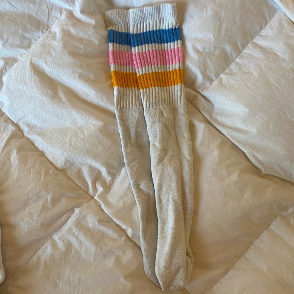 Knee high striped tube skate socks